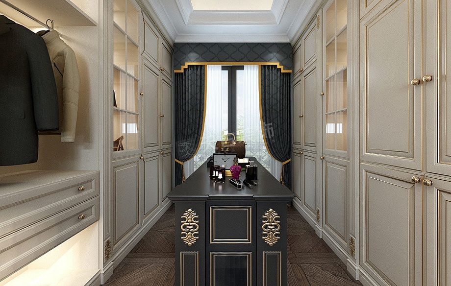 每个空间的设计,都是符合既定场景和使用需求,没有过分的渲染和浮夸,这样的设计是真的凸显优雅。设计选用孔雀蓝与米白色进行搭配,给人内敛却又清新活跃的视觉享受。同时大幅立面窗为主卧带来了充裕的采光,搭配织绣精致的床品,台灯,地毯,推开窗帘等。当主人推开房门的一瞬间,一种轻松舒适感油然而生。