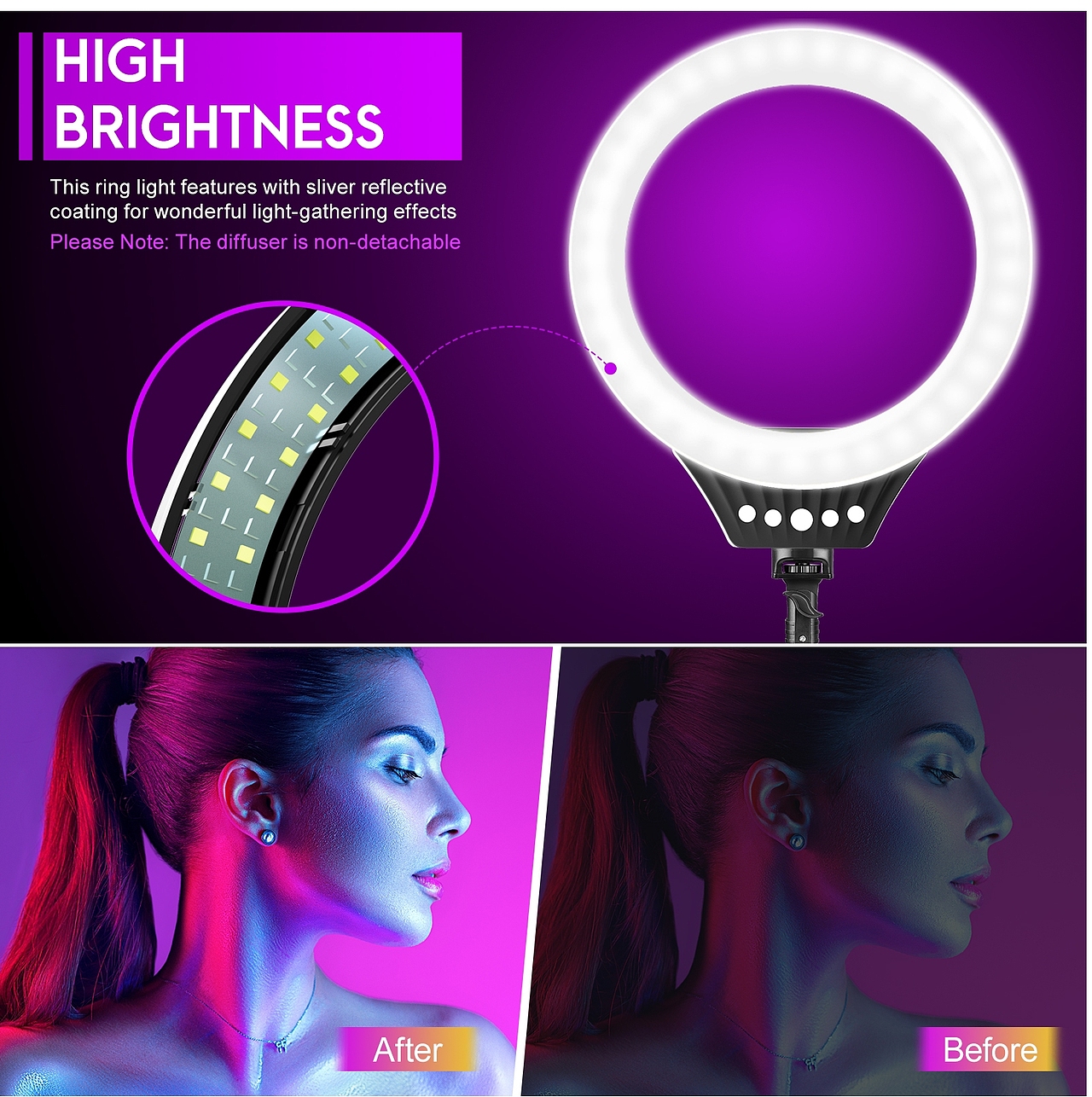 美颜自拍灯幻彩+支架