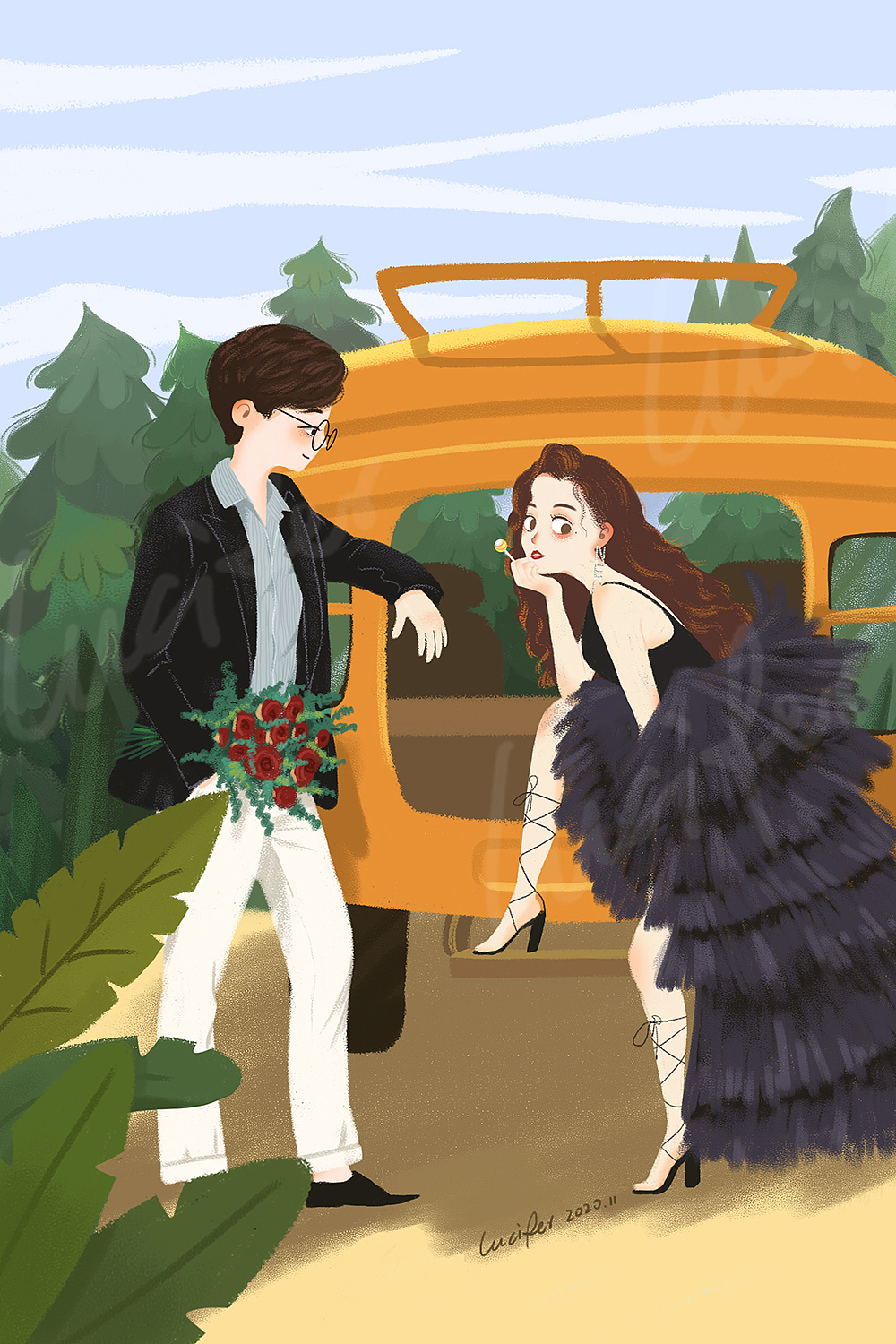婚纱照转手绘（图ZMjUwMjQ0ODgw） - 创作习作 - 站酷设计师Lucifermin原创素材 - 站酷ZCOOL
