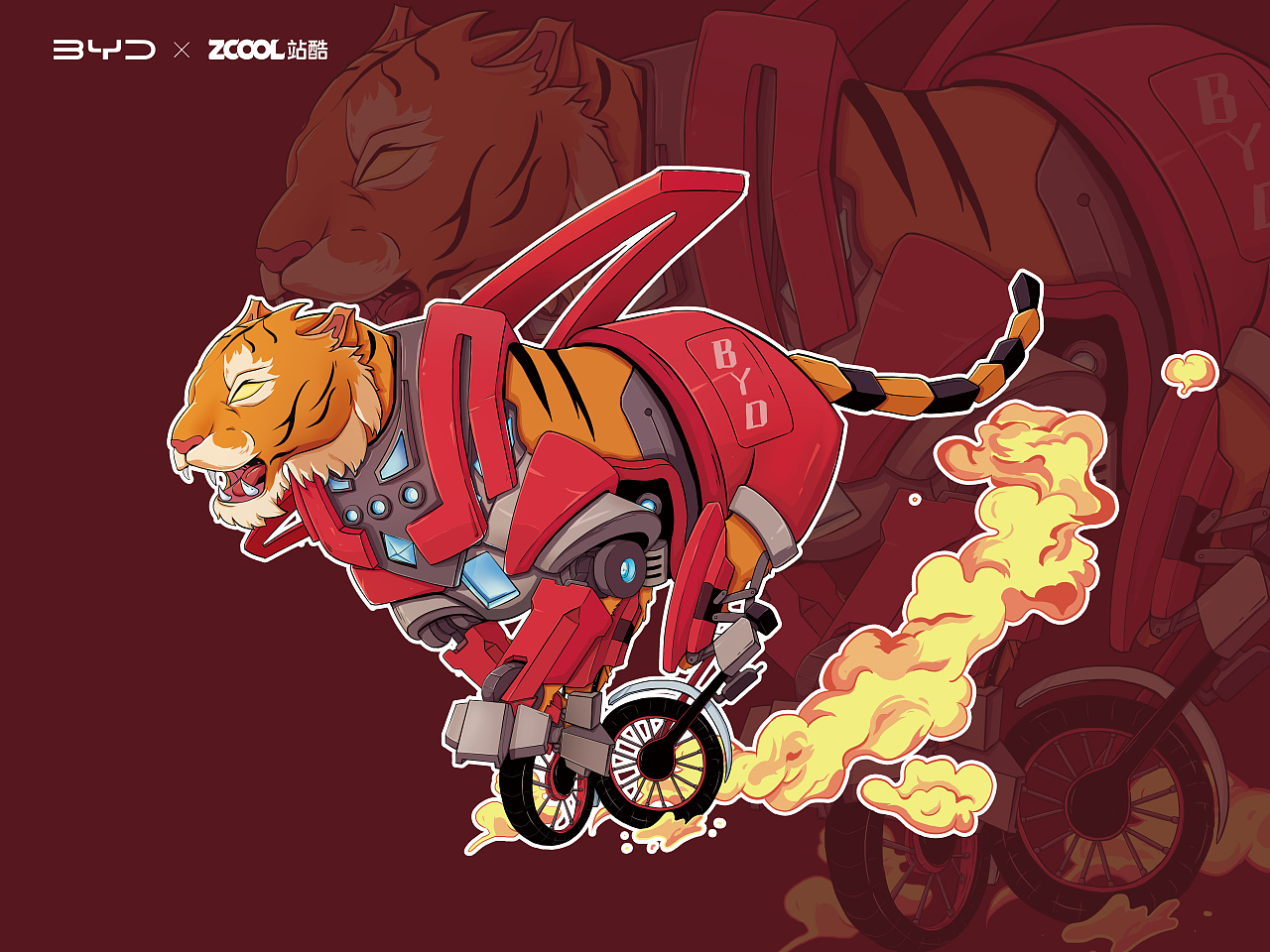 战甲飞虎|平面|图案|爱画画的肉泥 - 原创作品 - 站酷 (zcool)