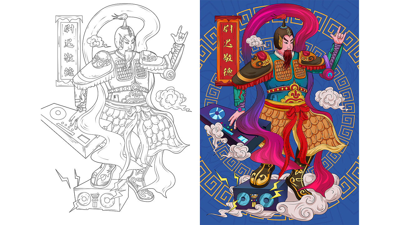 国潮门神|插画|商业插画|思哲biu - 原创作品 - 站酷 (zcool)
