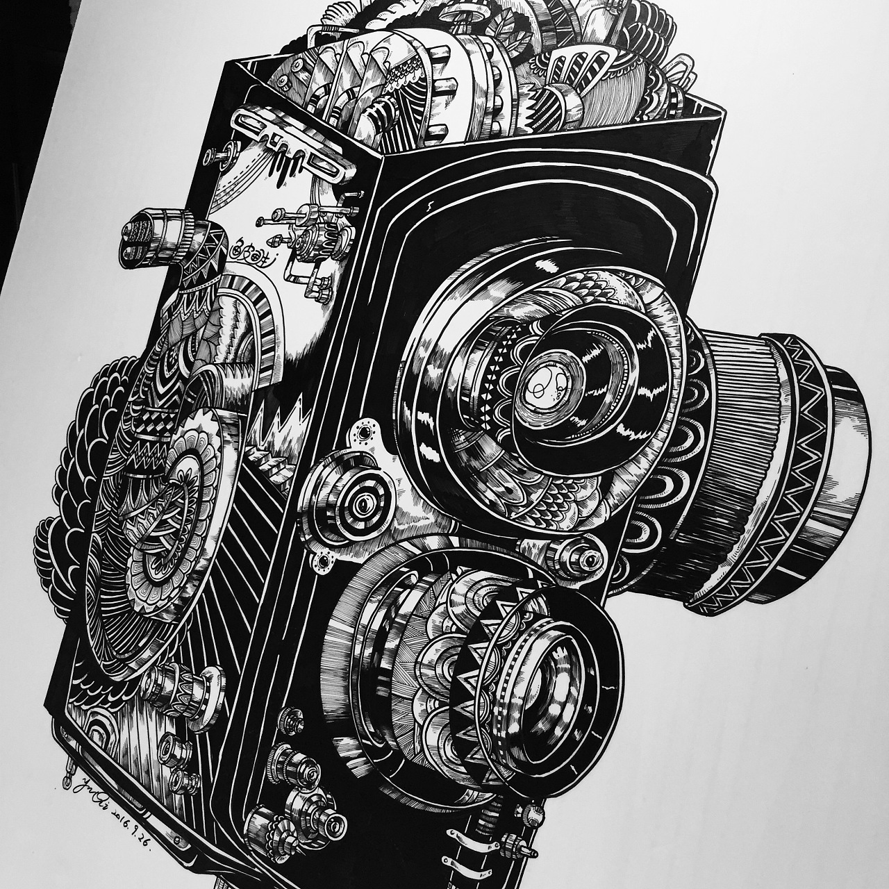 [ 临摹练习 ] 黑白线描装饰插画!