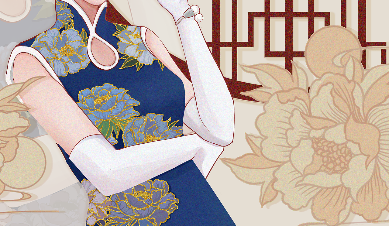 民国复古风旗袍插画