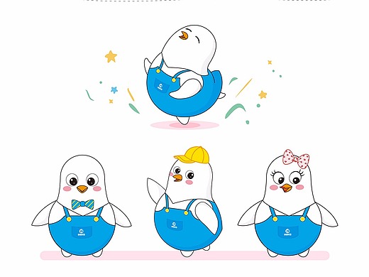 小白鸽卡通形象及表情 插画人物