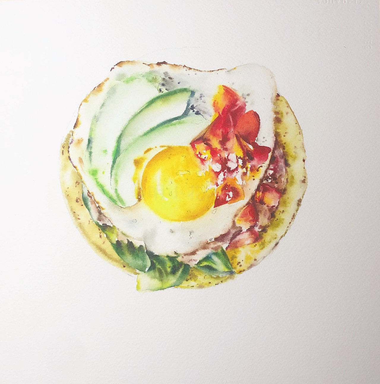 明小花水彩～早餐饼