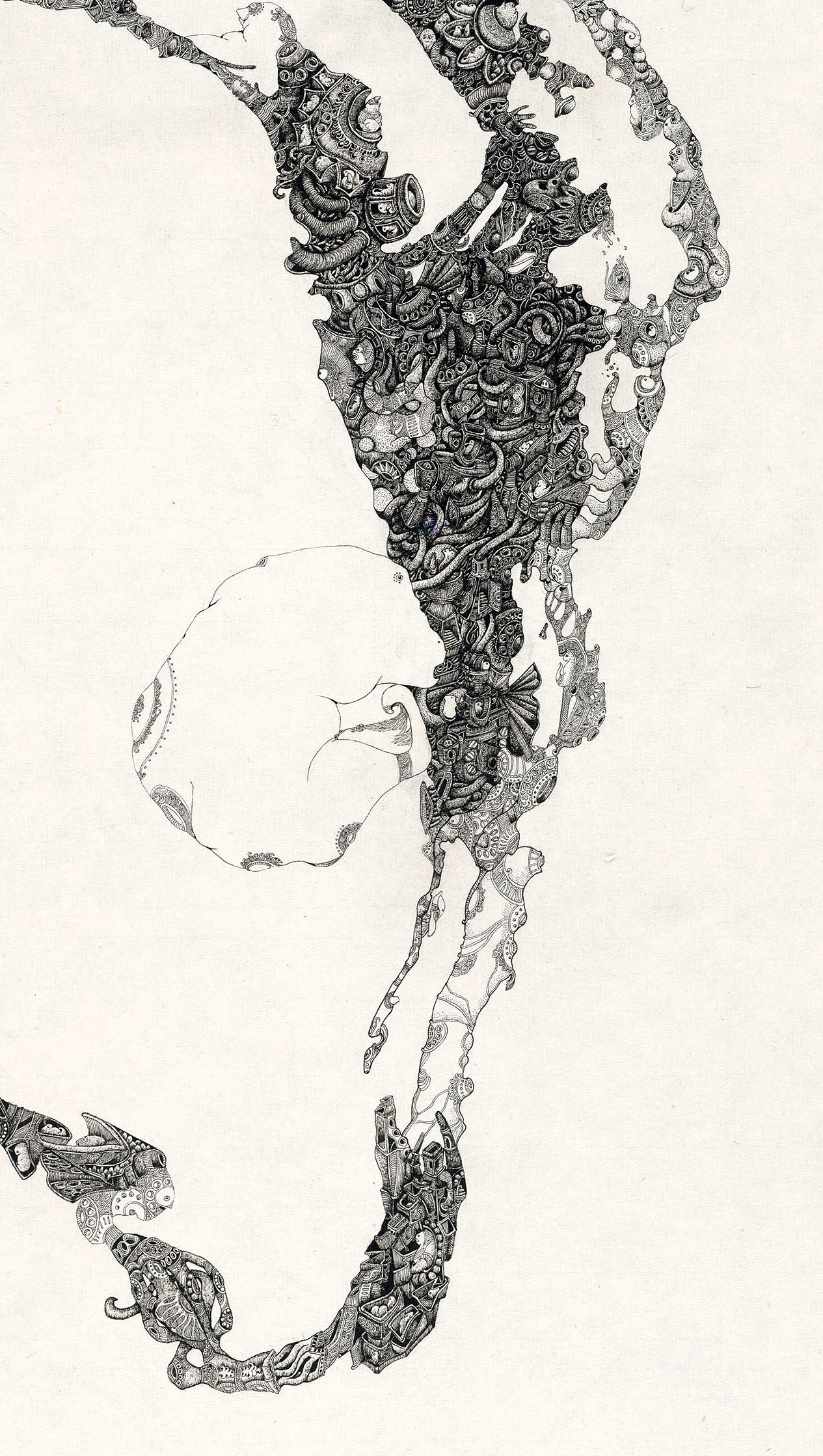 球花双鸟图轴之二 2014 (42x162cm)