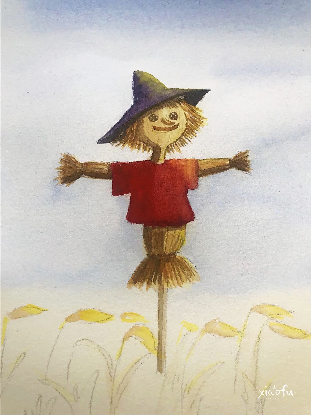 稻草人|插画|创作习作|小福嗒嗒_原创作品-站酷zcool