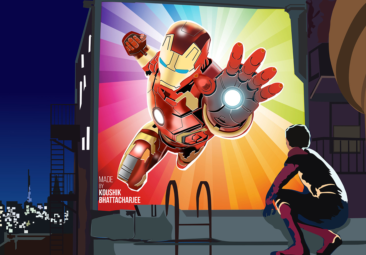 钢铁侠插画临摹