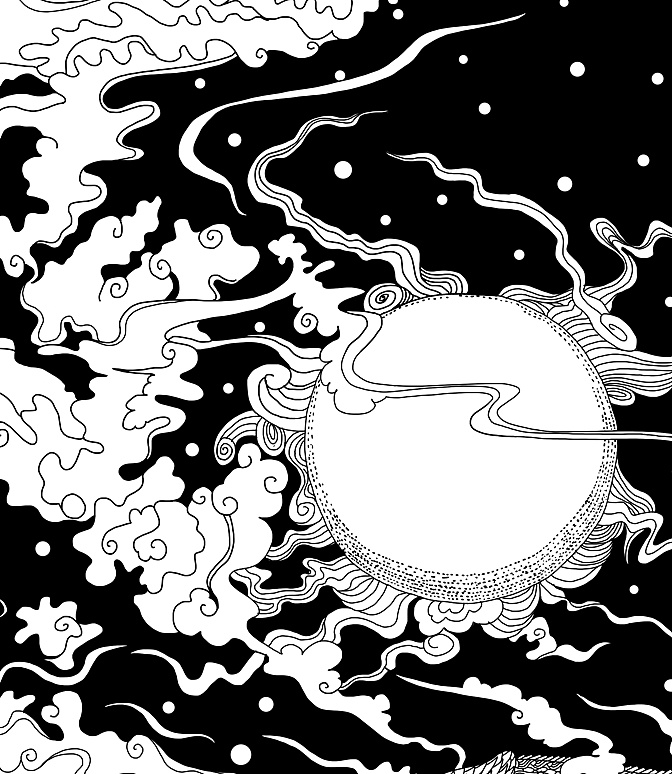 两幅黑白画,业余时间画了两个月 .