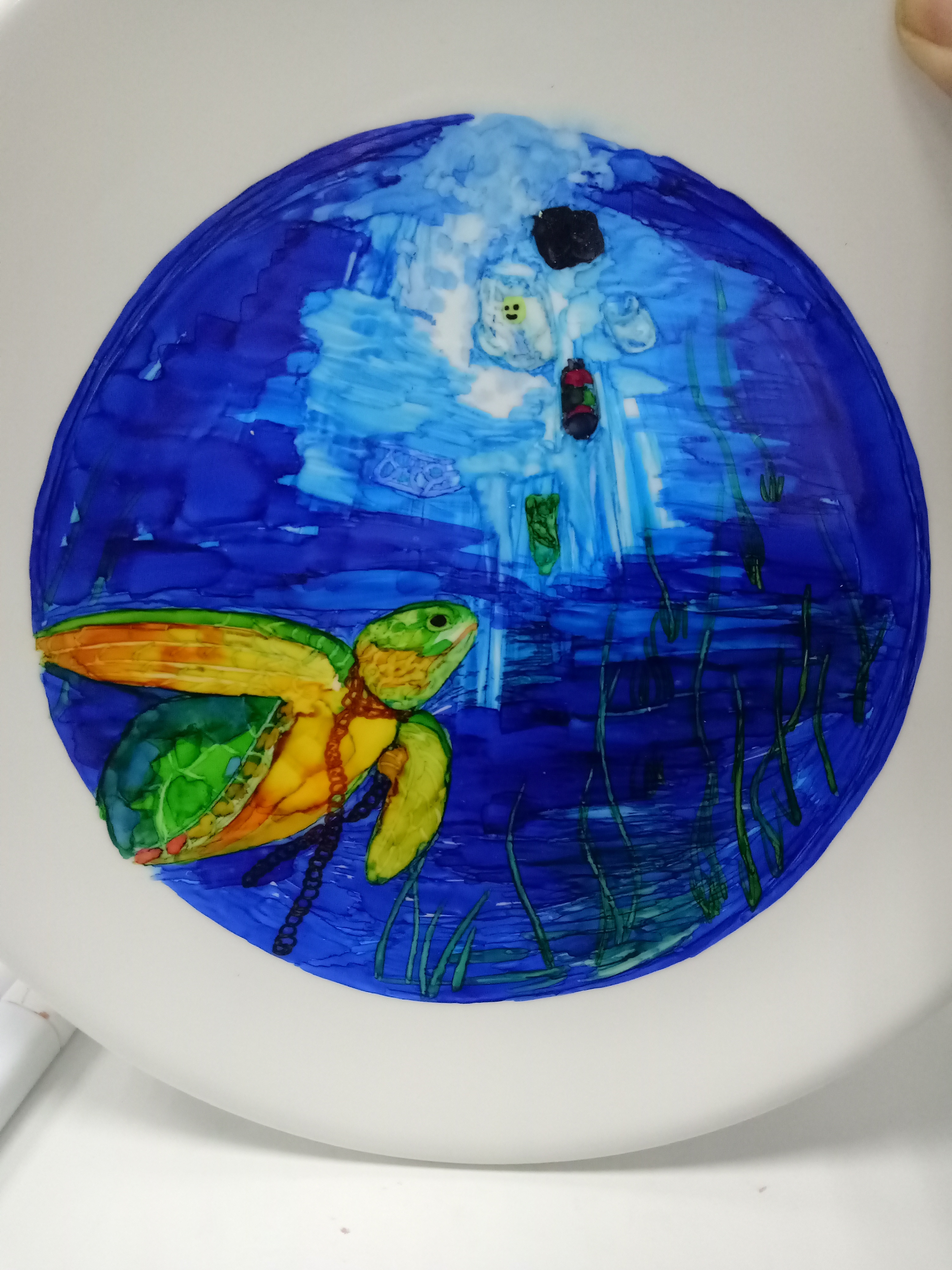环保盘子绘画