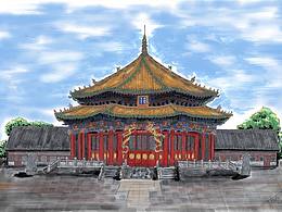 手繪沈陽城市地標(biāo)建筑