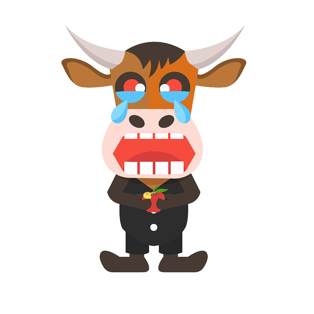 扁平插画表情包动物插画表情包牛年表情包