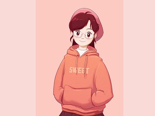 穿红色卫衣的女孩