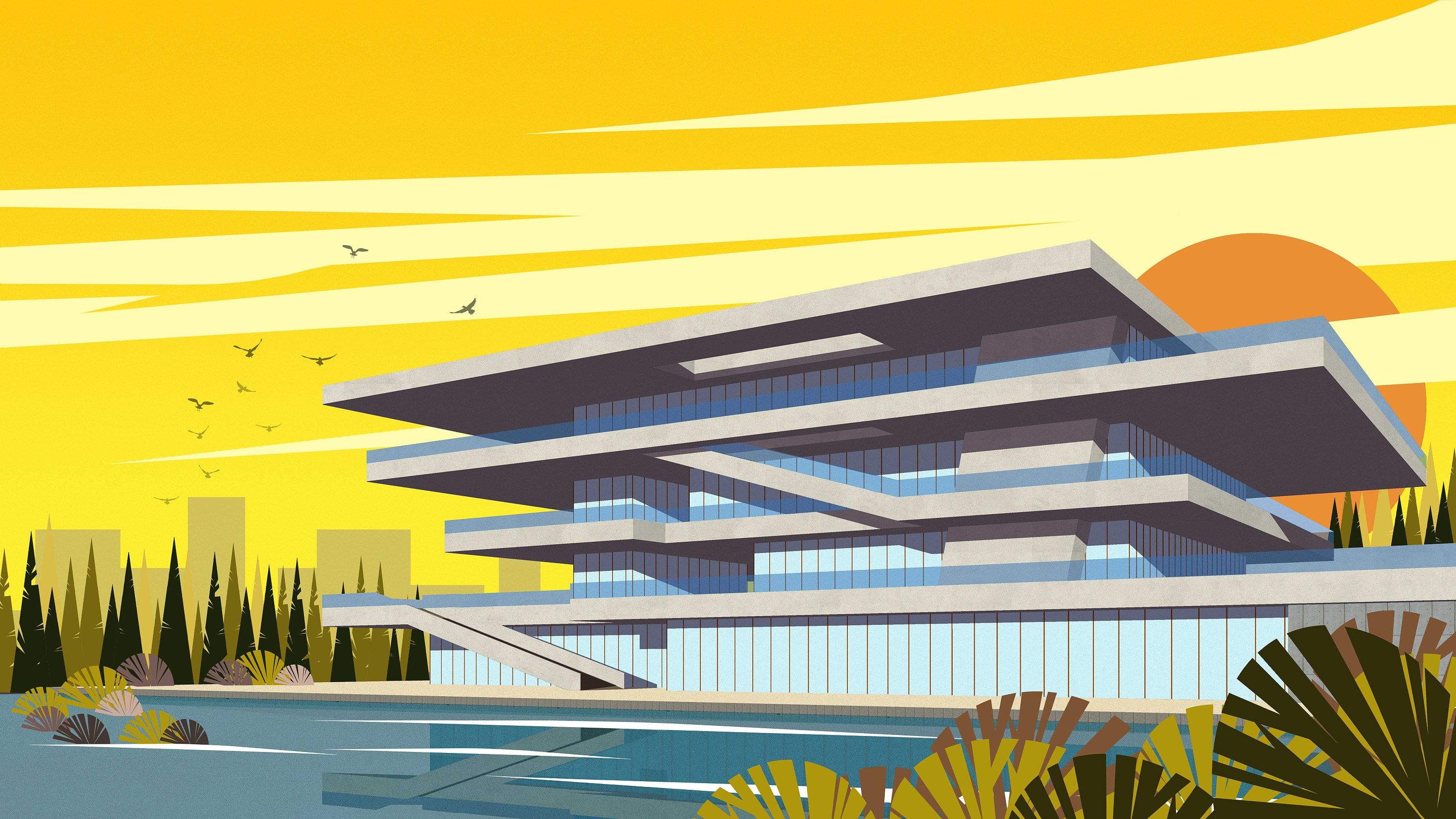 美洲杯大楼|插画|插画习作|空腹不宜吃早餐 - 原创作品 - 站酷 (zcool