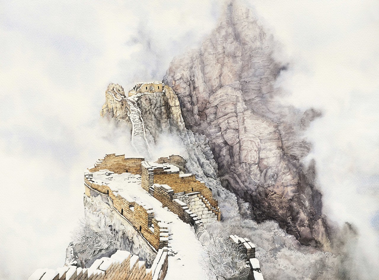 唯美水彩风景 雪长城系列 作者[赵朕吉]（图ZODY3Nzg0MDg=） - 绘画 - 站酷设计师艺伙V课原创素材 - 站酷ZCOOL