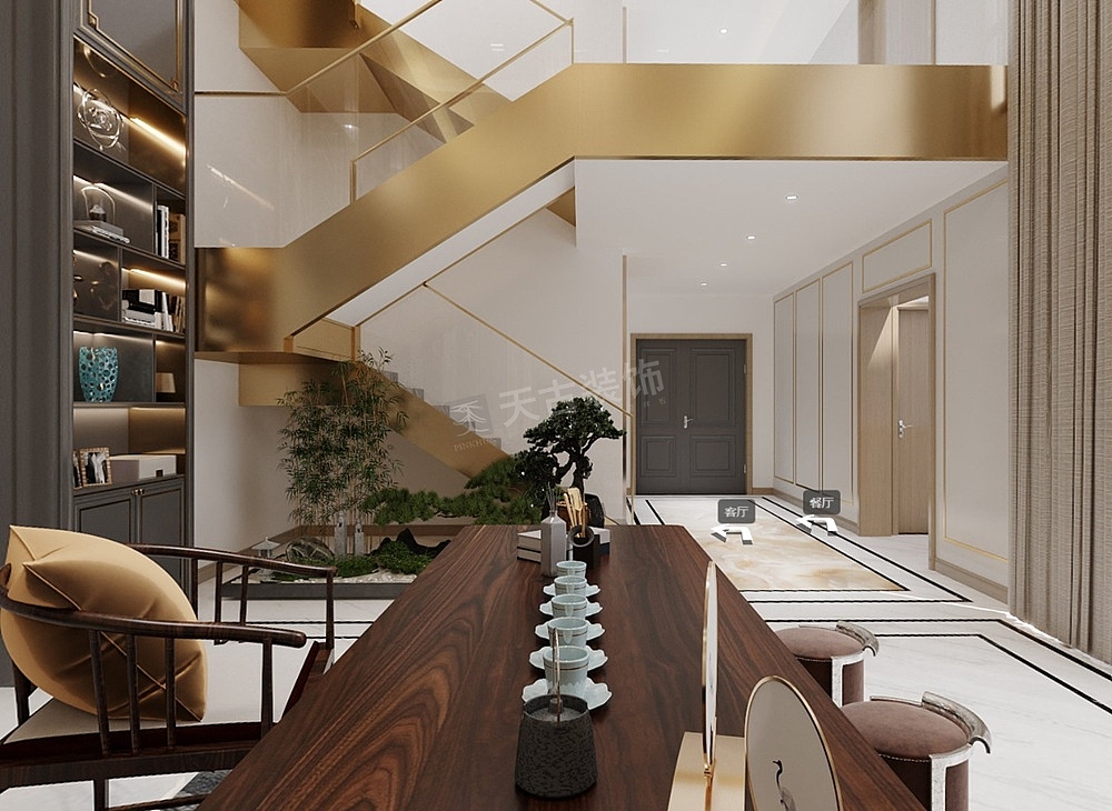 北碚紫云台双拼别墅装修案例,紫云台新中式别墅设计