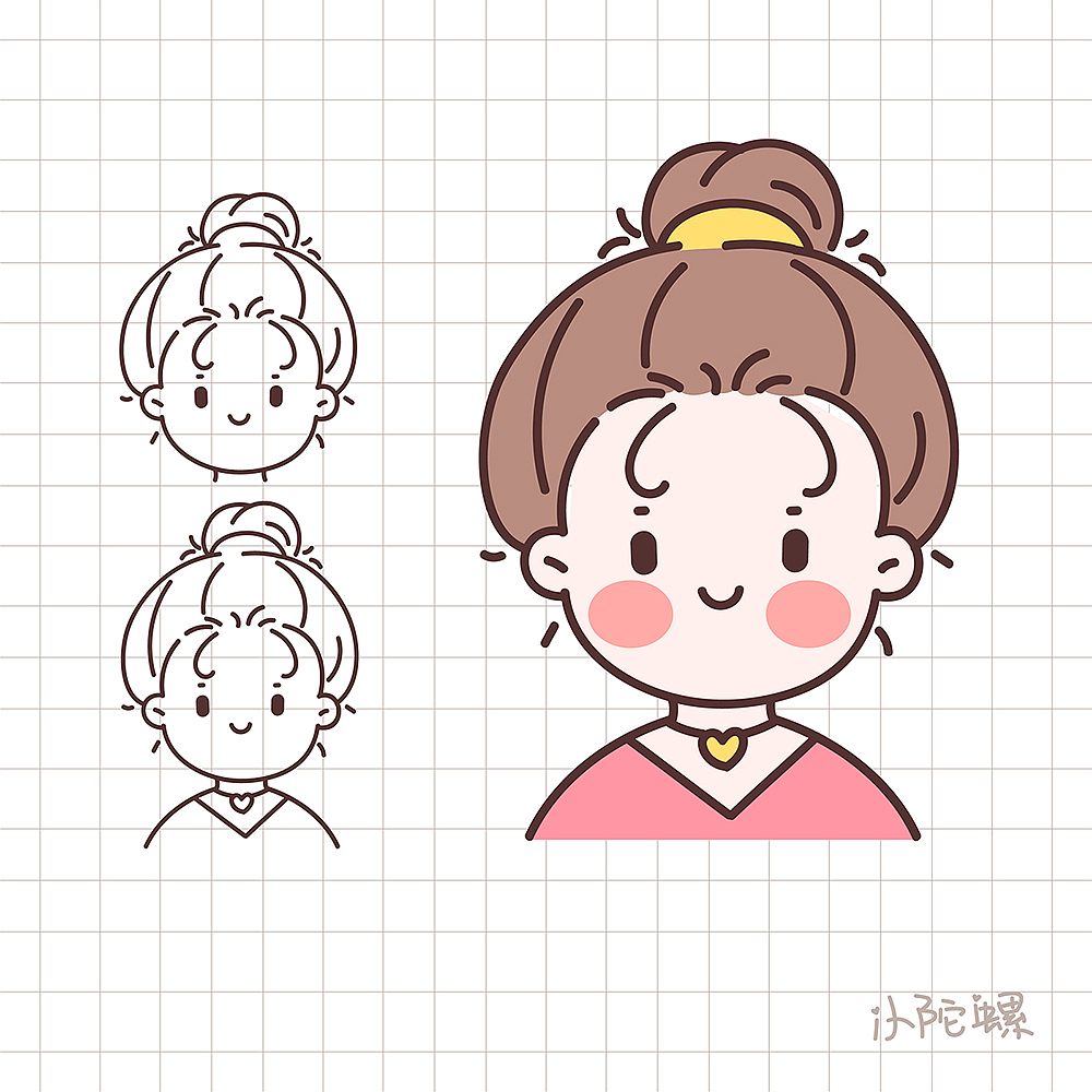 卡通女孩手账头像绘制过程