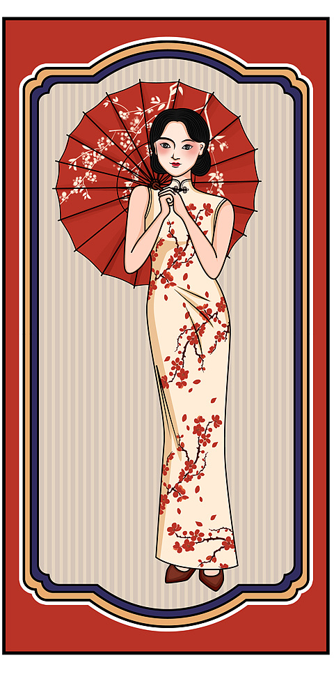 民国复古风旗袍人物|插画|商业插画|露露路亚 - 原创作品 - 站酷