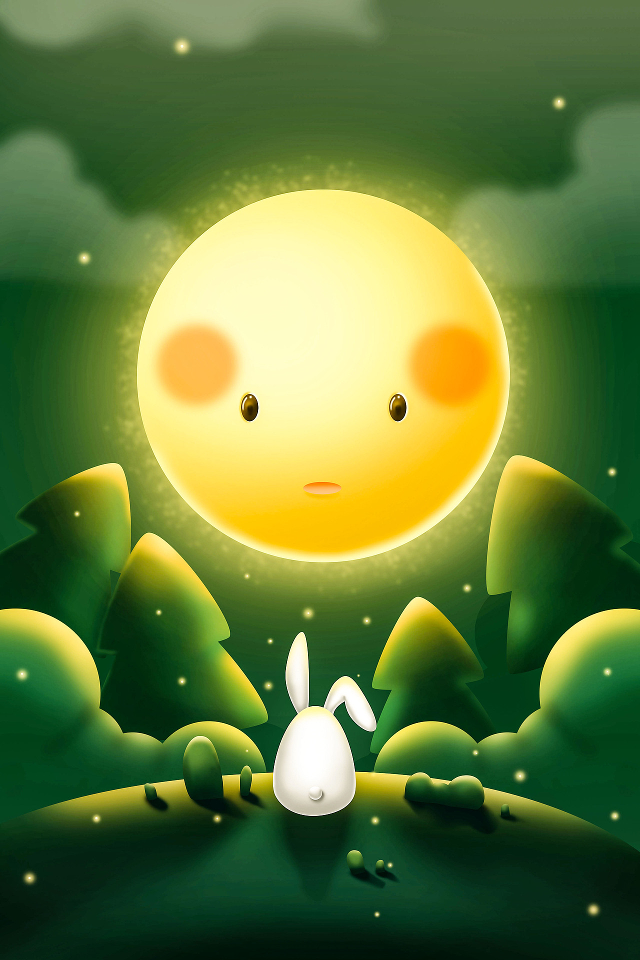 白兔与月亮插画