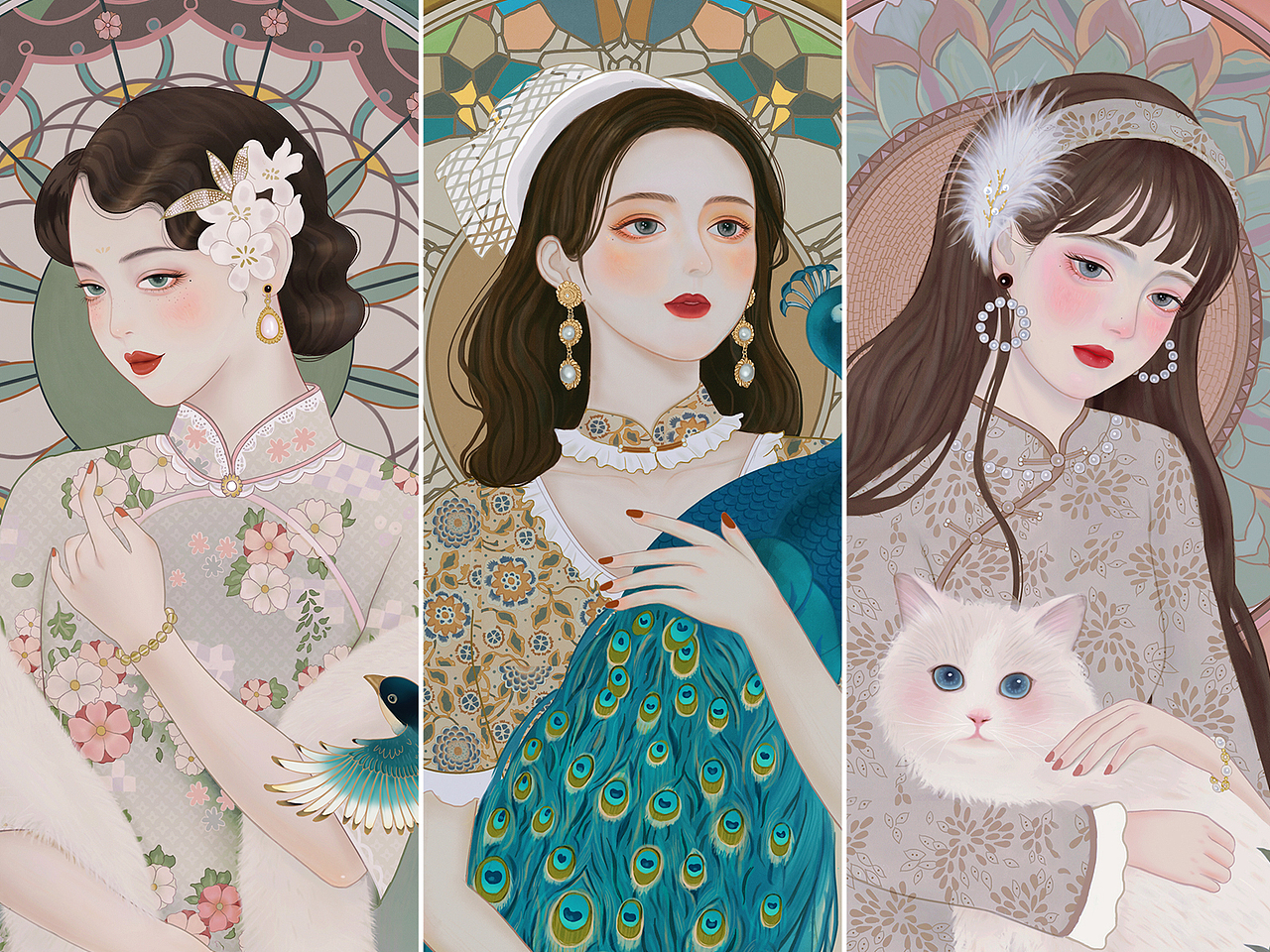 《民国美人录》 |插画|创作习作|害羞的小狮子 - 原创作品 - 站酷