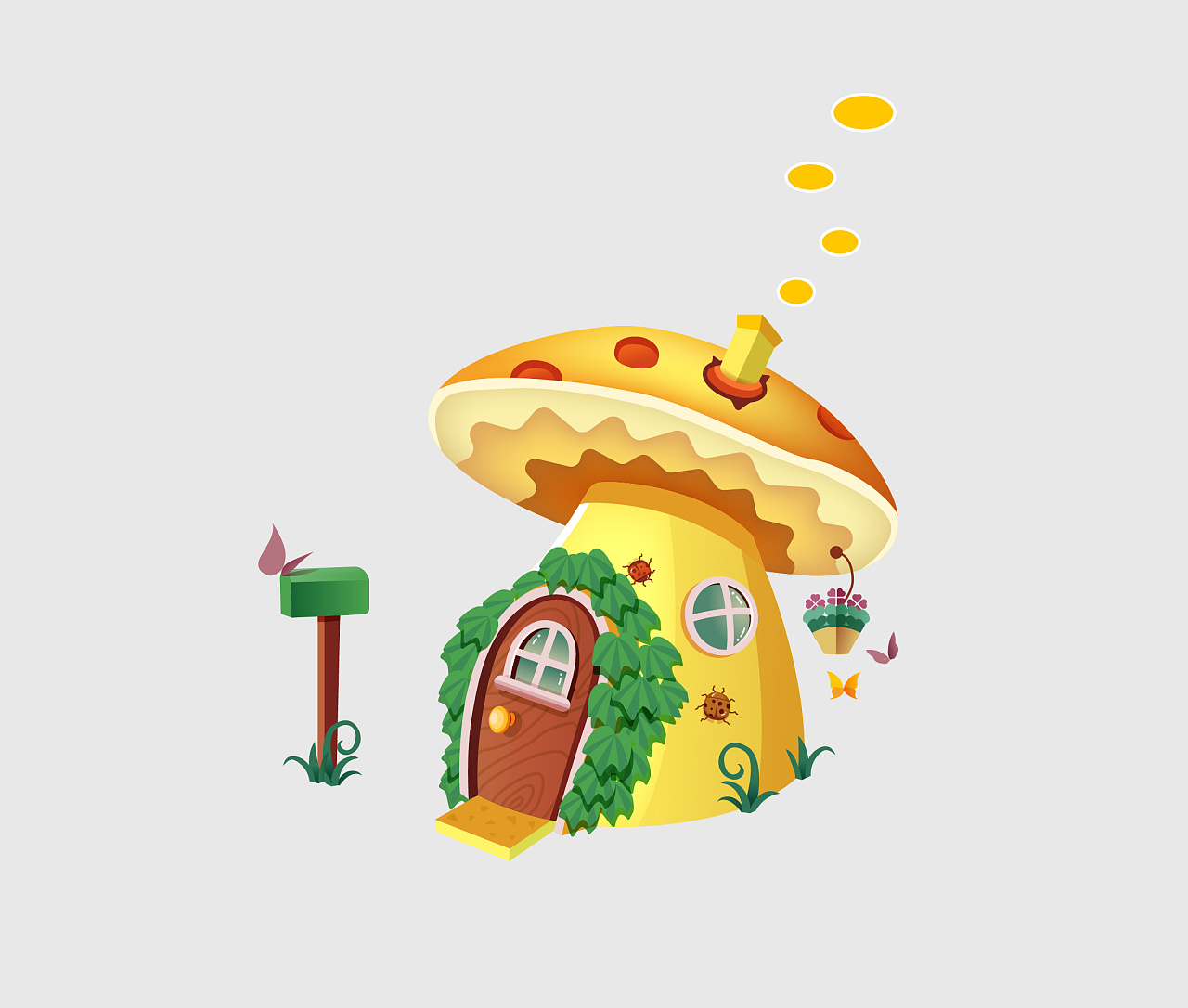 蘑菇房子|插画|插画习作|rebecca_h - 原创作品 - 站酷 (zcool)