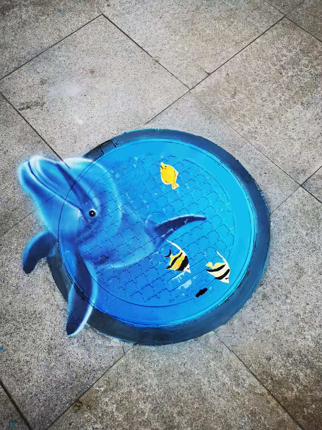 油画井盖3d井盖画