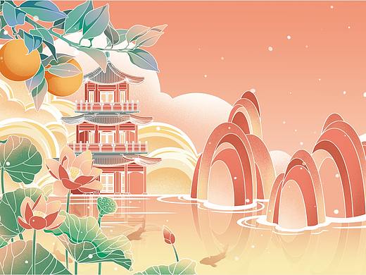 满媛香——国风水果包装插画