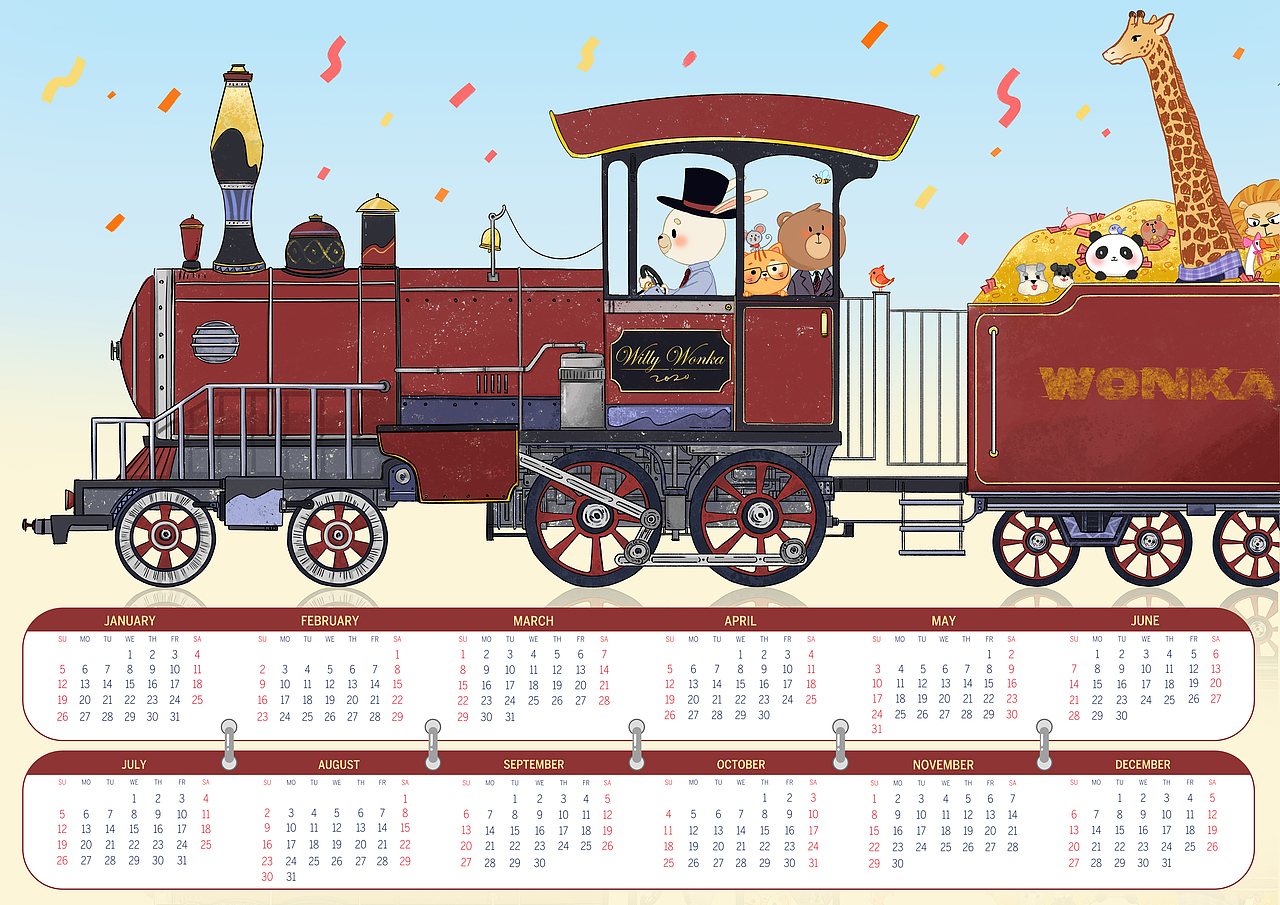 2020新春日歷（圖ZMTk0NDQ2NzIw） - 商業(yè)插畫 - 站酷設(shè)計(jì)師WillieWwwonka原創(chuàng)素材 - 站酷ZCOOL