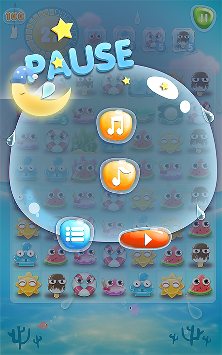 夏天清爽海洋风三消游戏（图ZMzAwMDM3NDQ=） - 游戏UI - 站酷设计师旋转跳跃起灰原创素材 - 站酷ZCOOL