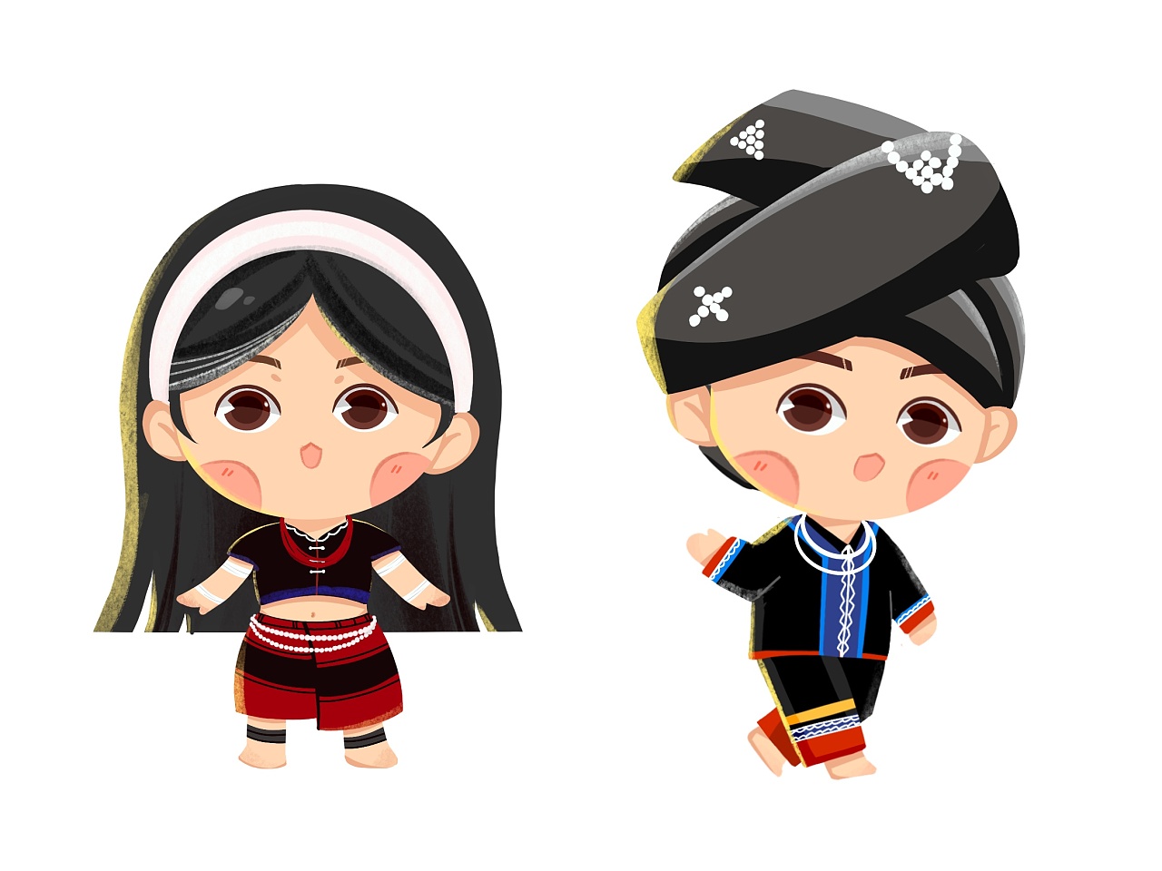 佤族服饰人物插画