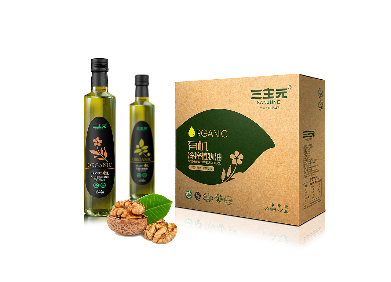 三主元植物油标志/包装设计