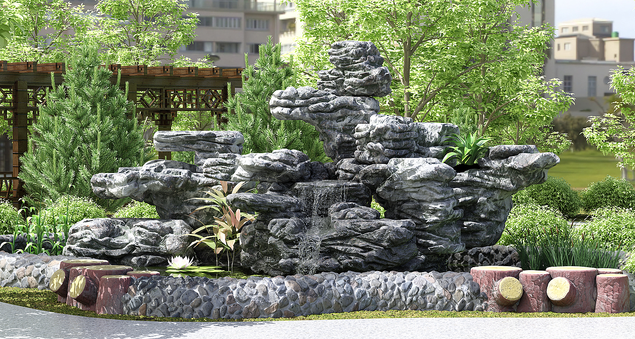 《假山流水》小景-三维制作