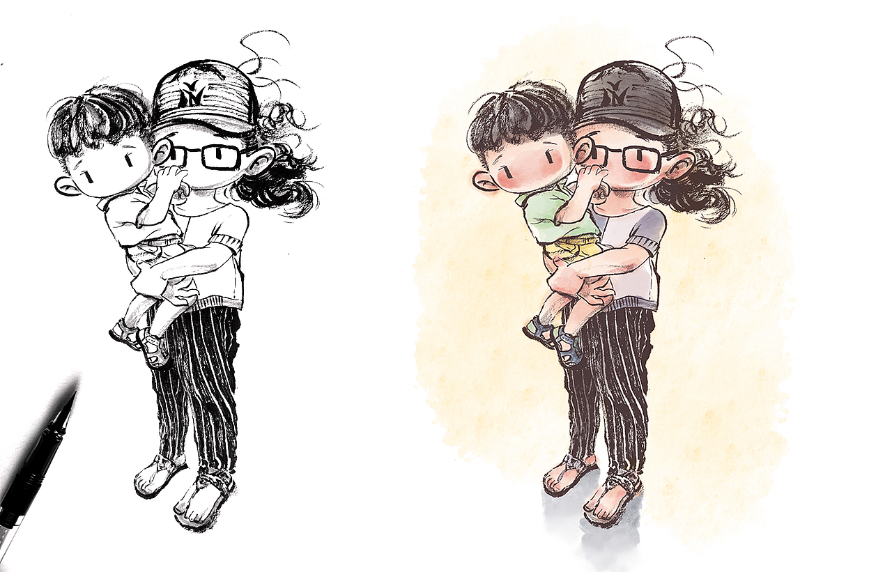 毛笔手绘ps淡彩