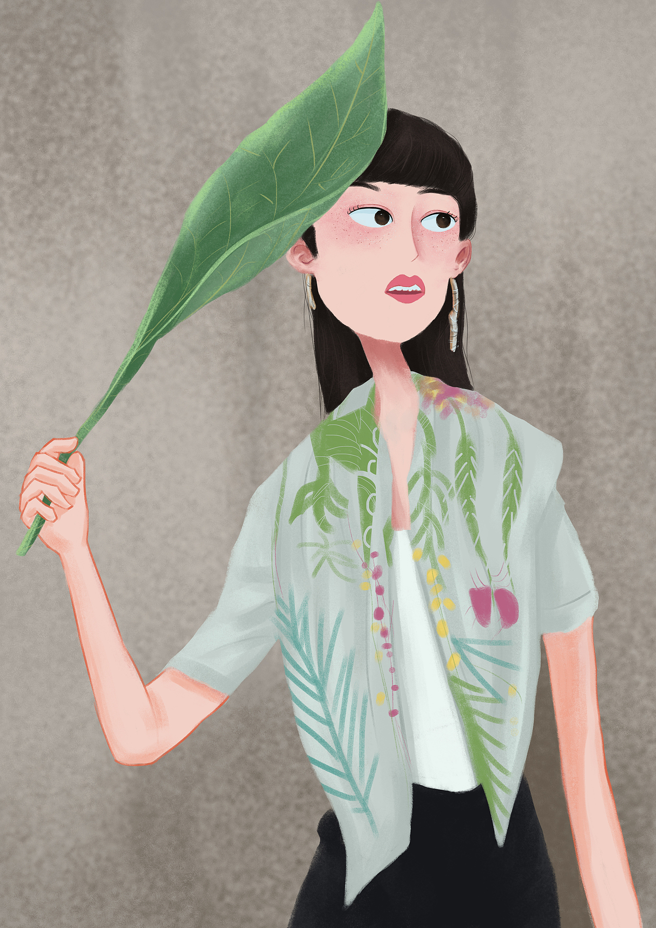 闲画 人物场景 人像 猫猫 插画