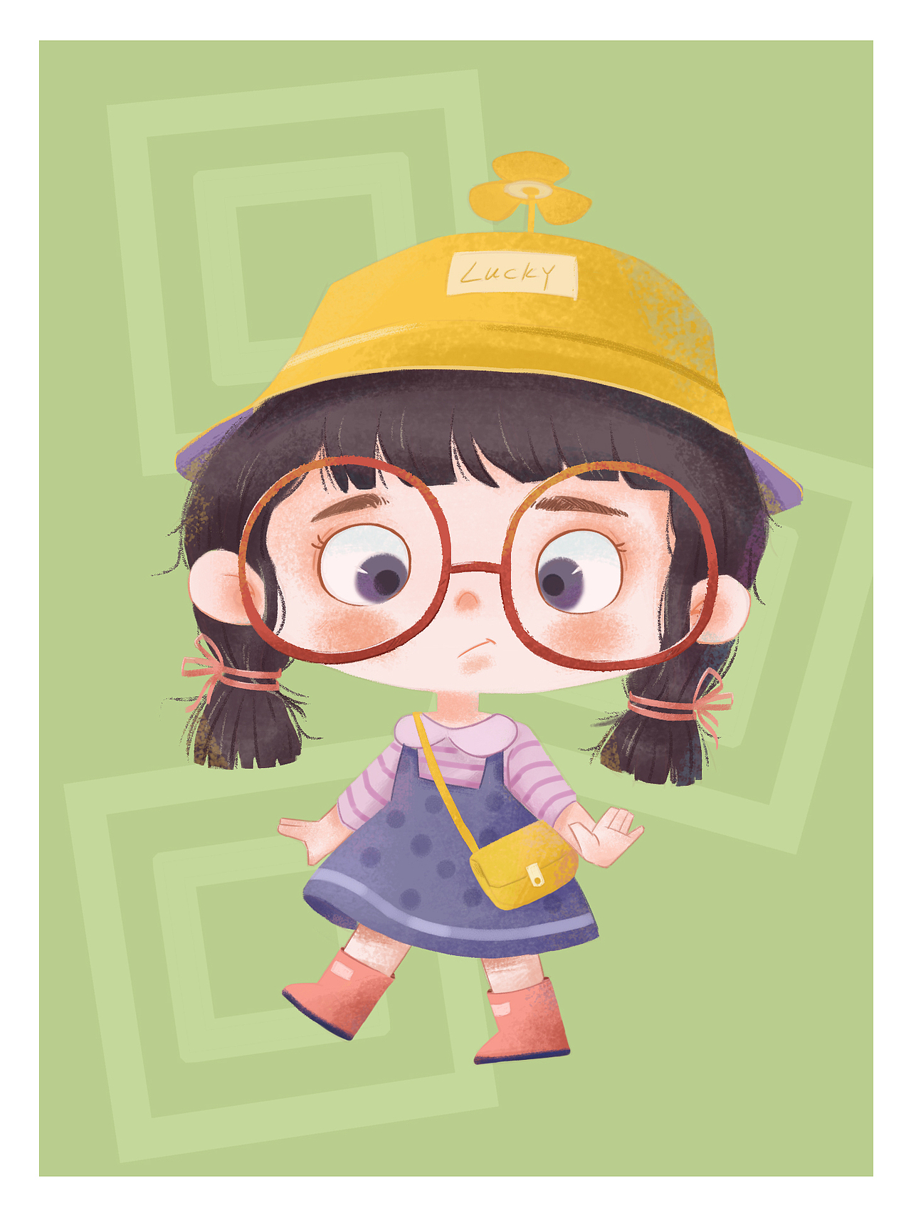 眼镜女孩系列（图ZMjQ2MjUzMjU2） - 儿童插画 - 站酷设计师lucky美好原创素材 - 站酷ZCOOL