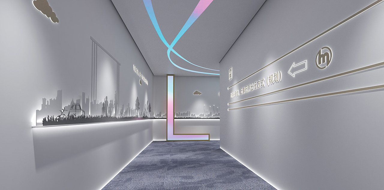 看房通道现代广告装饰玻璃发光展览展示渐变室内设计