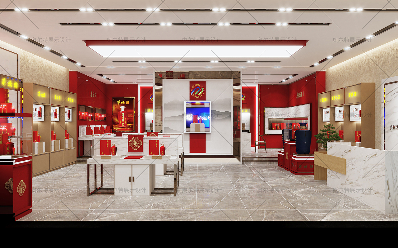 茅台连锁店设计白酒专卖店设计名酒专卖五粮液专柜展柜（图ZMjYxMzkxODIw） - 建筑/空间 - 站酷设计师深白浅黑design原创素材 - 站酷ZCOOL