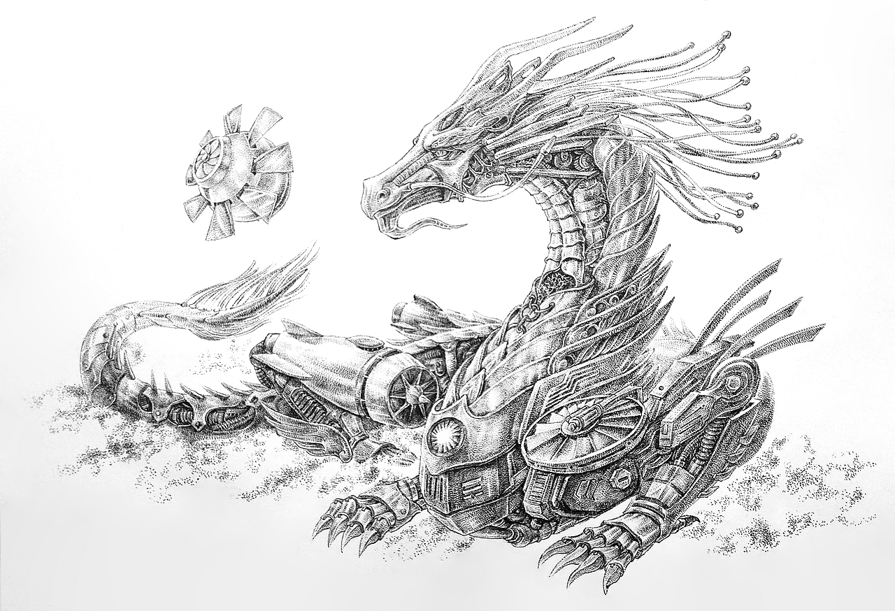 中国龙遇见朋克风-九龙合壁（图ZMjE4OTYxODYw） - 绘画 - 站酷设计师凤鸣九天996699原创素材 - 站酷ZCOOL