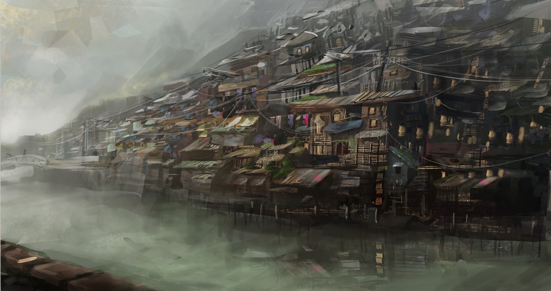 一副概贫民窟场景