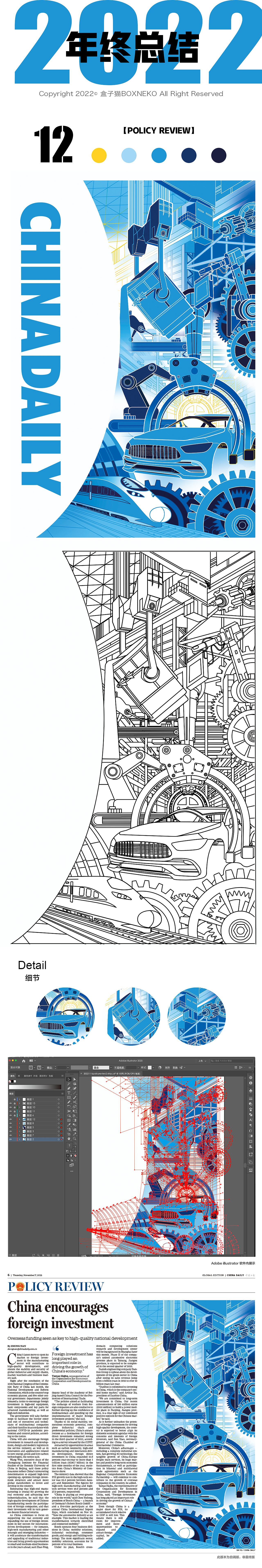 中国日报｜CHINADAILY 2022年年终总结插画作品合集（图ZMzI4NTcyODUy） - 商业插画 - 站酷设计师盒子猫BOXNEKO原创素材 - 站酷ZCOOL