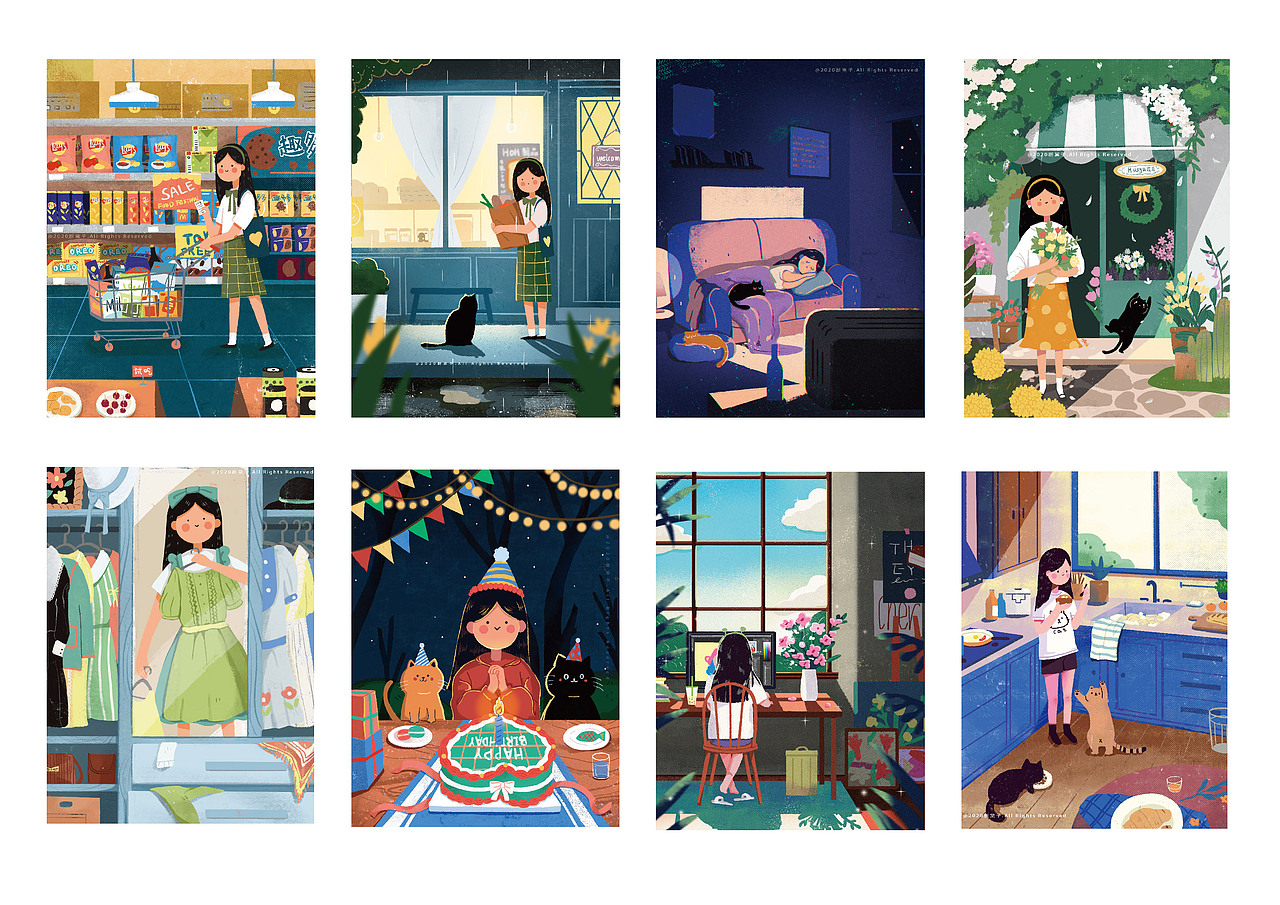 一个人生活系列|插画|创作习作|阳光拉长的影子_原创作品-站酷zcool