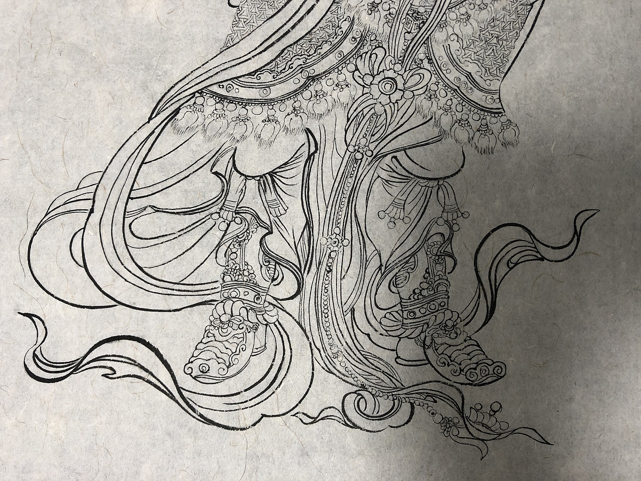 手绘法海寺壁画之广目天王白描图