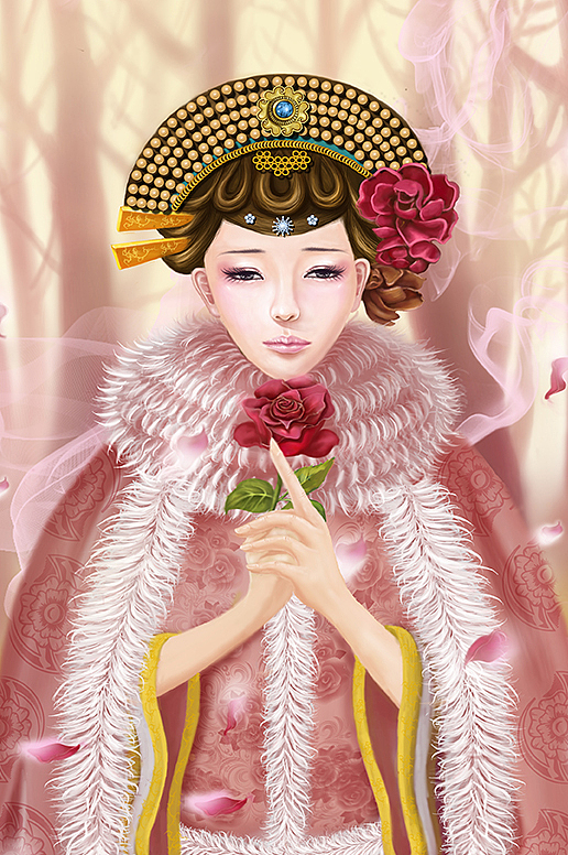 凋谢玫瑰插画习作