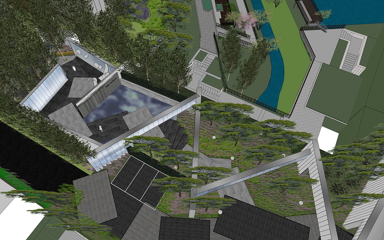 香港置地衿湖翠林示范区景观SU模型下载