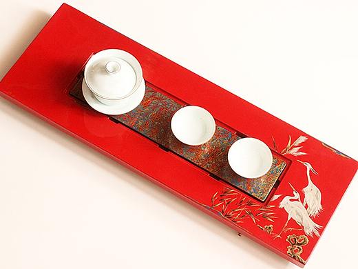 大漆手做茶盘 传统中国红--逐物制