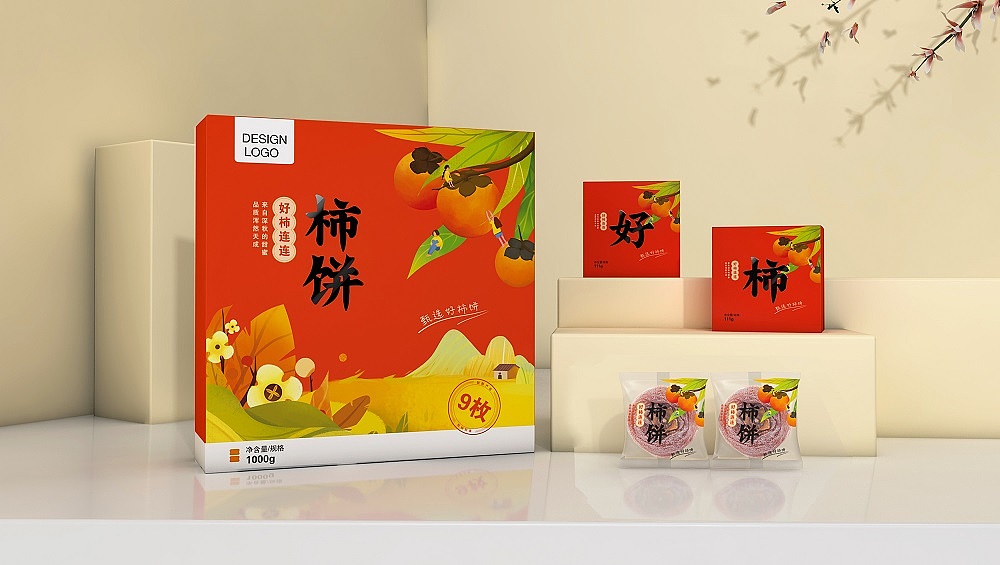 标品设计|箱盒汇主创"好柿连连"柿饼礼盒包装设计