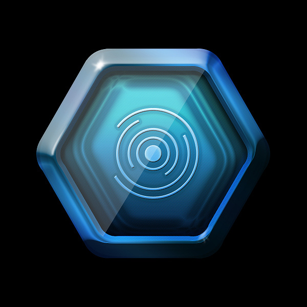 临摹了一个质感六边形玻璃图标,有助于ps