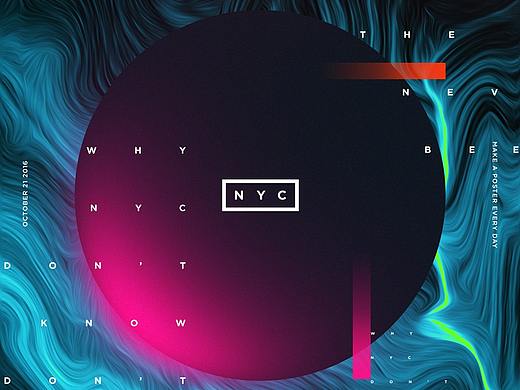 暗黑系渐变色球体海报