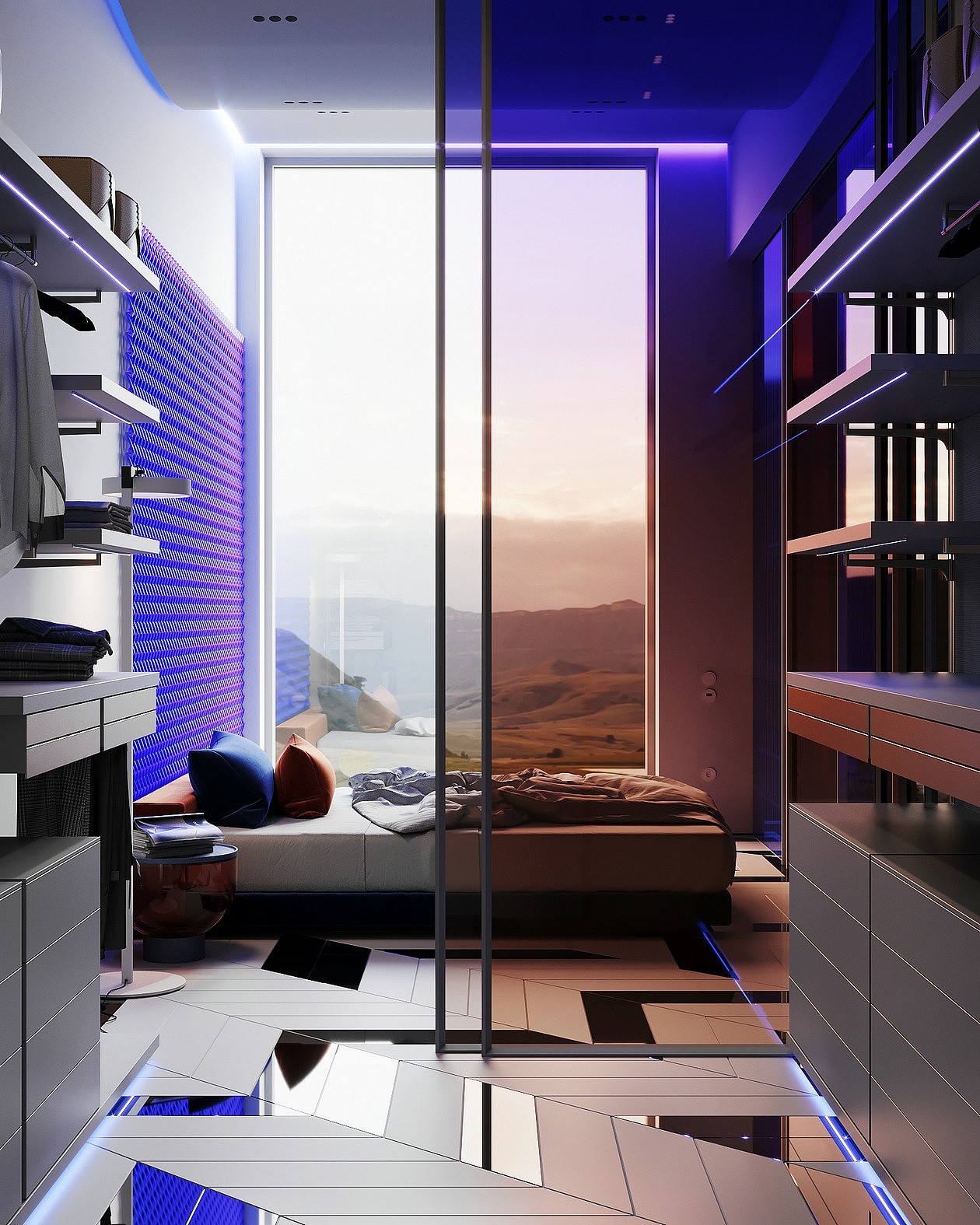 蓝色+橙色系公寓设计 甜蜜清爽的夏日奏鸣曲