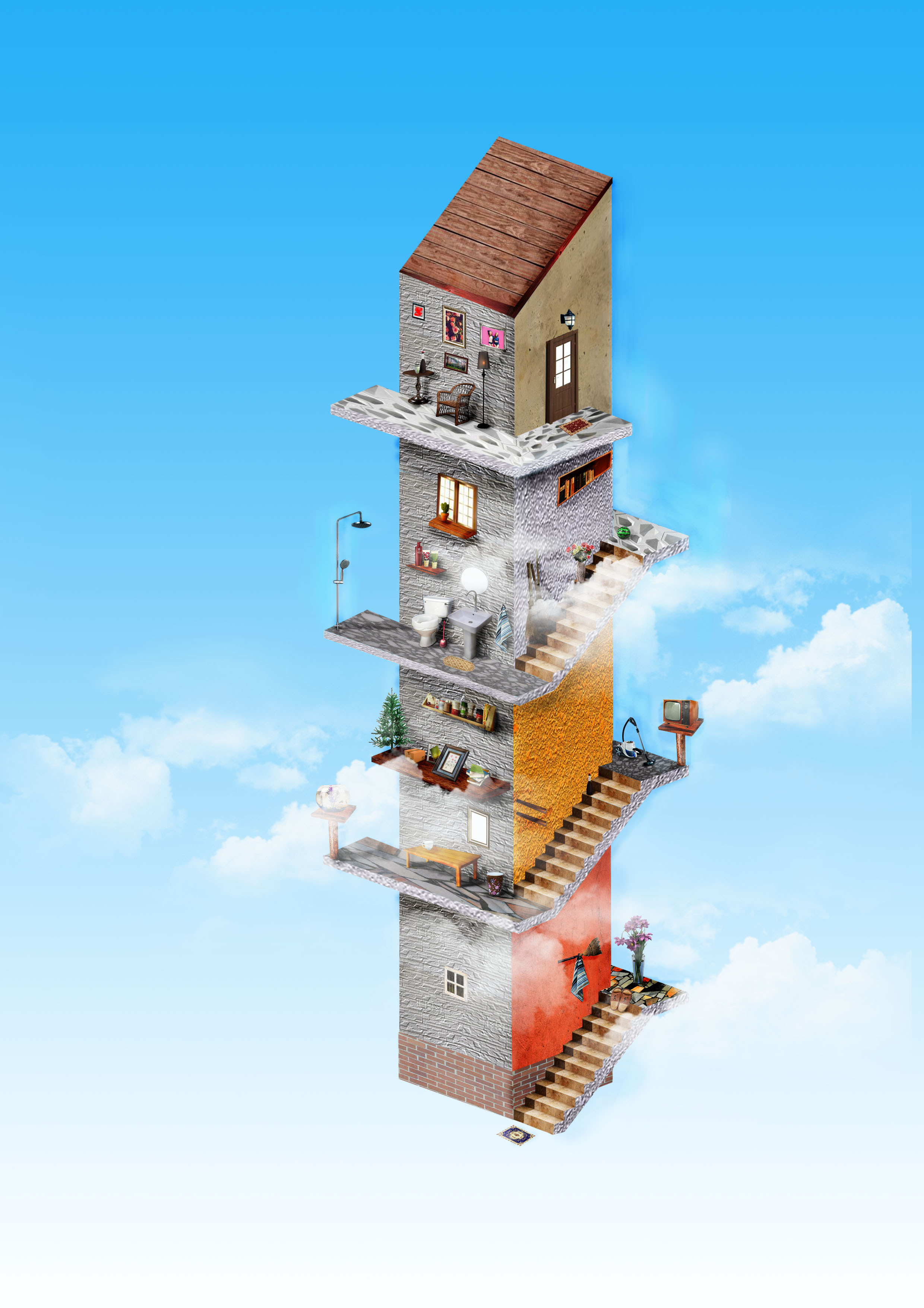 ps合成模拟小房子